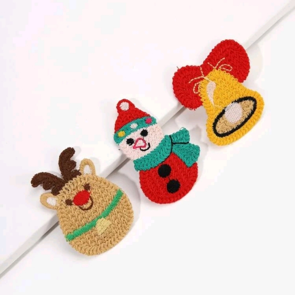 SET 3 Christmas Knit Barettes Hair Accessories